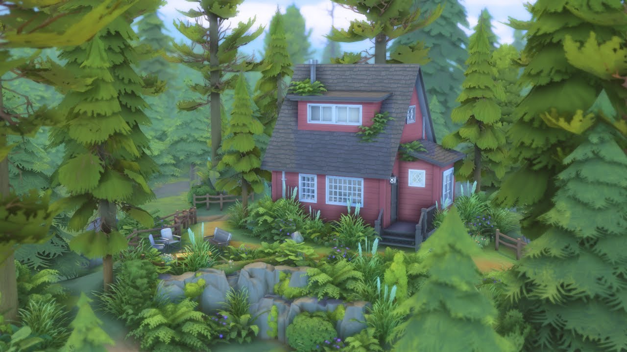 Tiny Cabin in The Woods | The Sims 4 Speed Build with Ambient Sounds | No CC