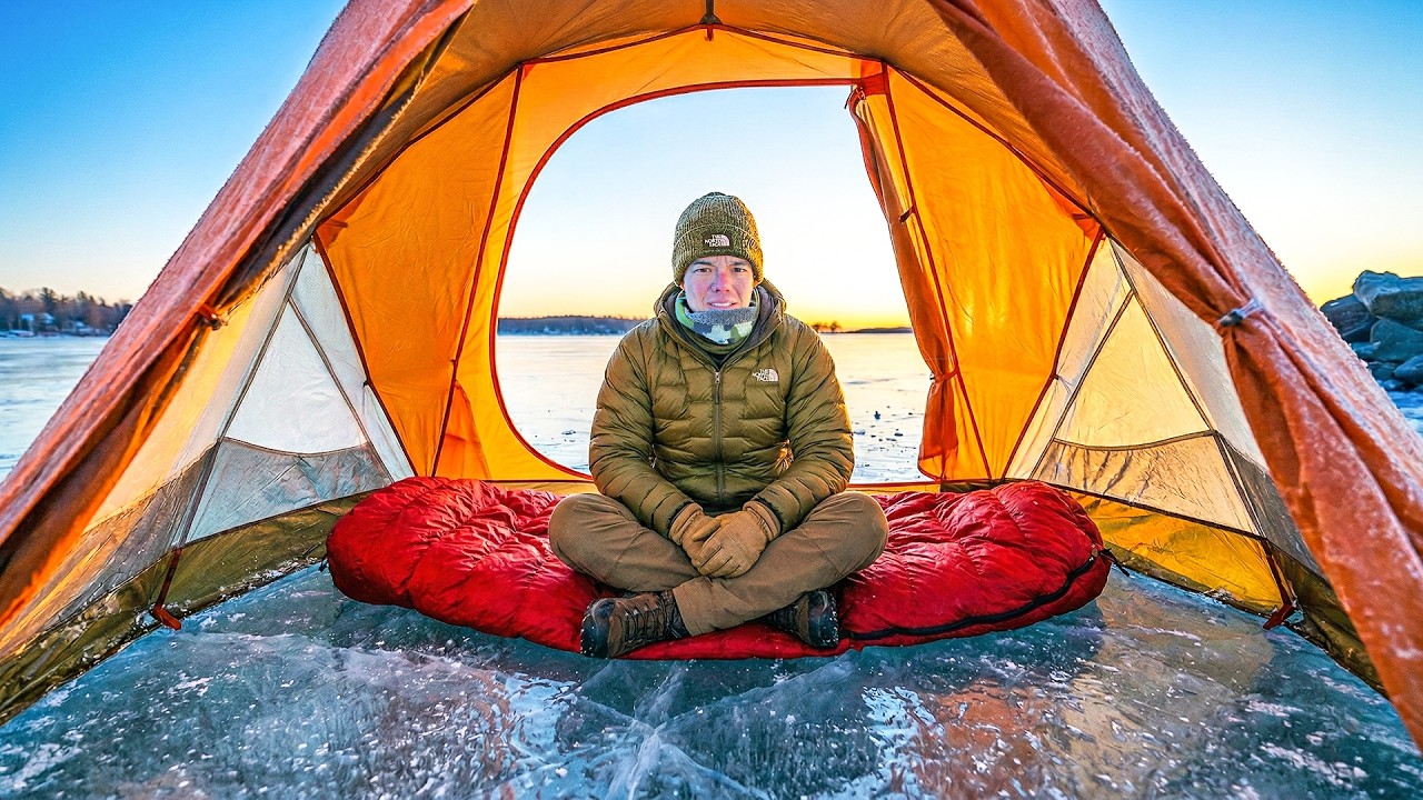 Cold weather camping on the FROZEN Bay