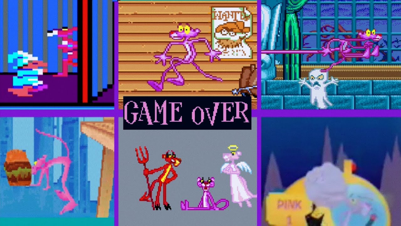 Эволюция анимаций смерти и экранов окончания игры в играх про Розовую Пантеру.