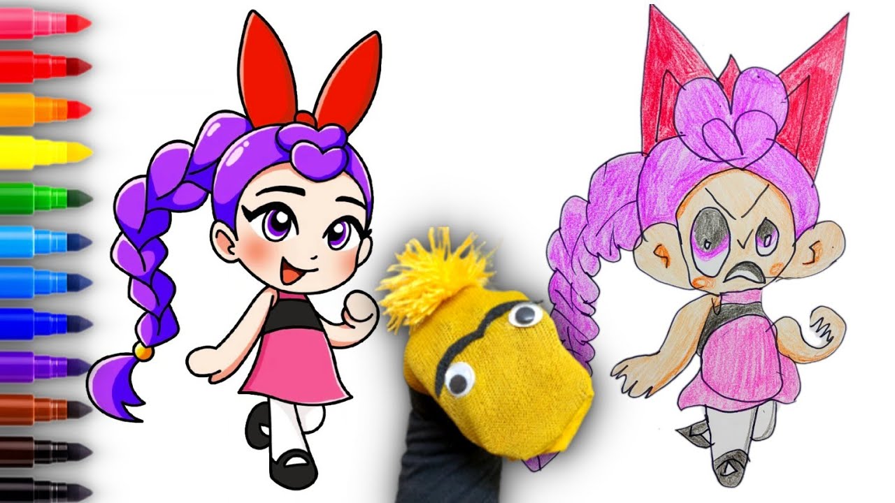 How to Draw Cute Rumi Huntrix x Blossom Easy | Powerpuff Girl Crossover | Step by Step Cute Tutorial