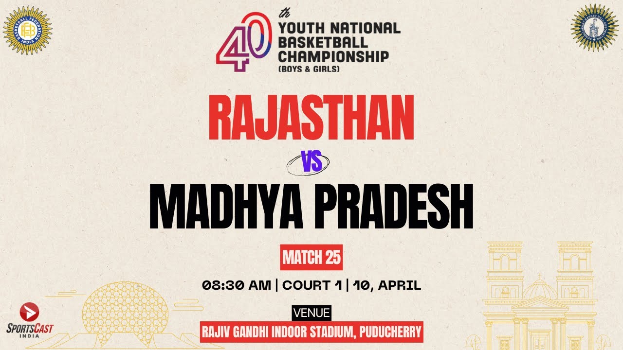 25| RAJASTHAN VS MADHYA PRADESH | BOYS | GROUP-A | 40TH YOUTH NATIONAL BASKETBALL CHAMPIONSHIP 2025