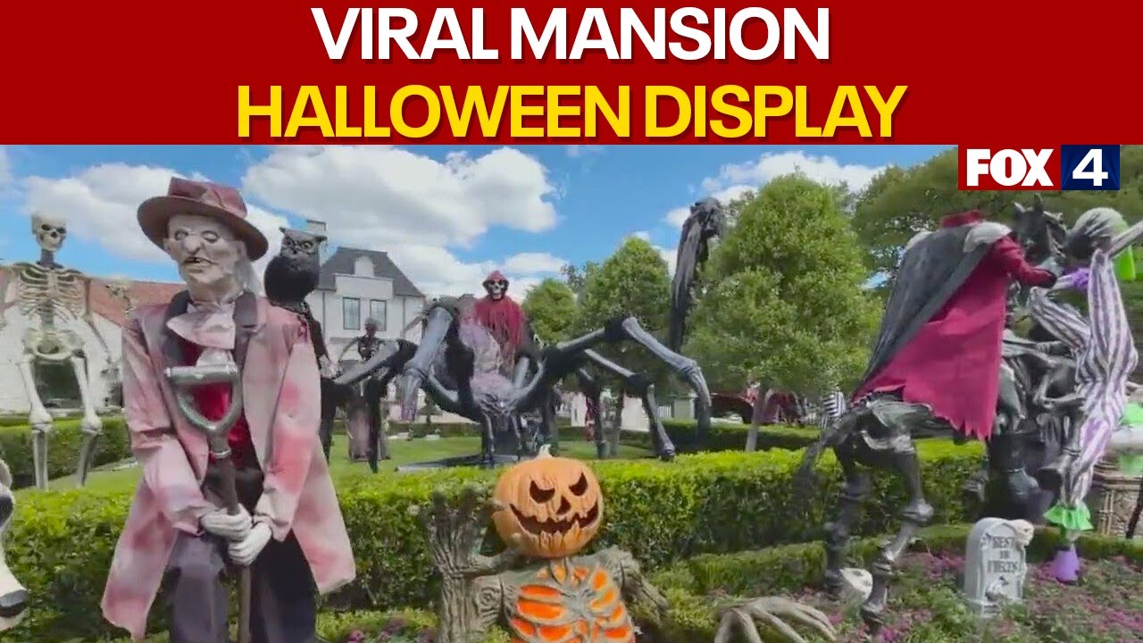 Viral mansion attracts attention with Halloween display