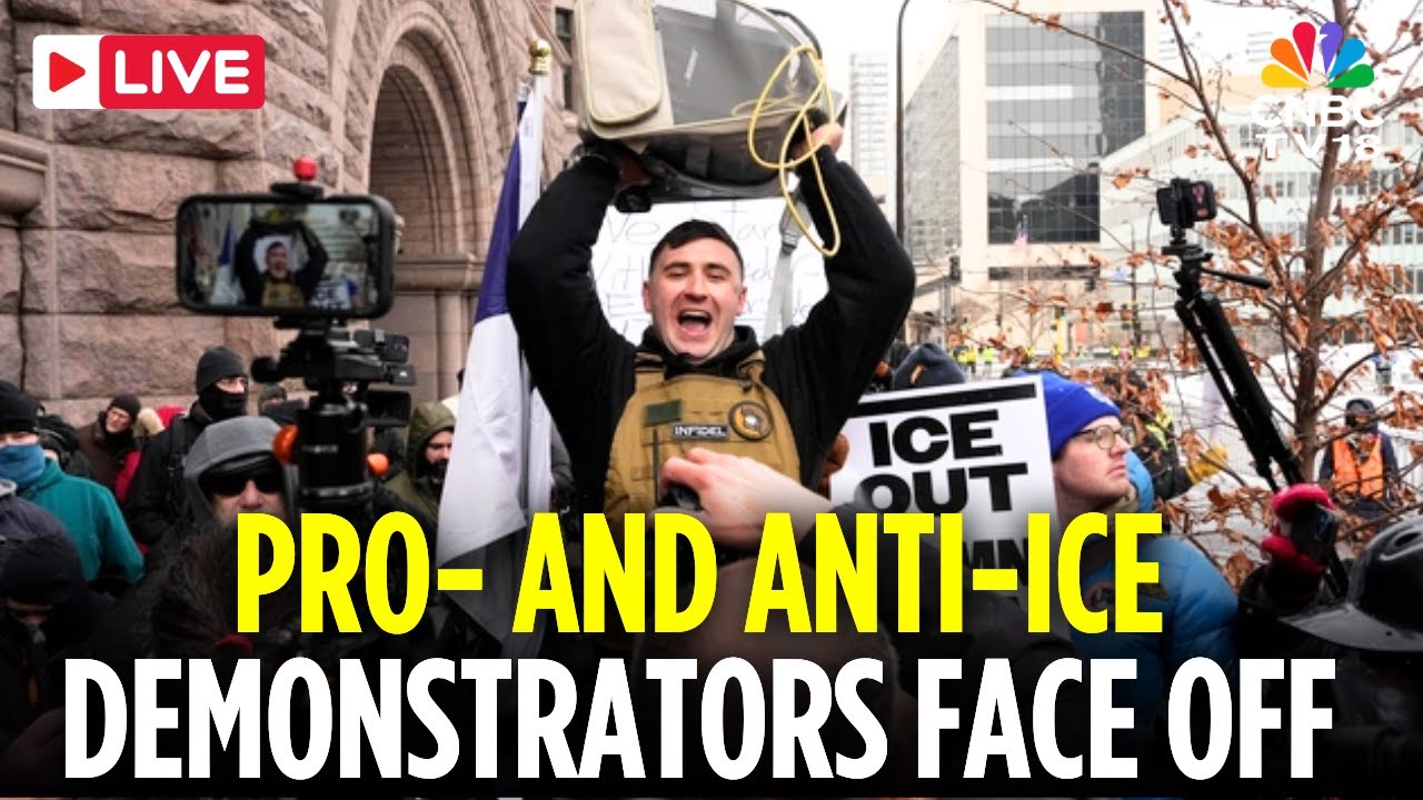 LIVE: Pro and Anti-ICE Demonstrators Face Off During Minneapolis Rally | Far Right Jake Lang | N18G