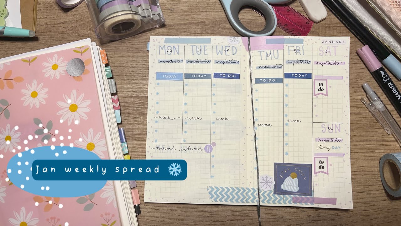 Last January weekly spread on my Bullet Journal - Midori MD A6