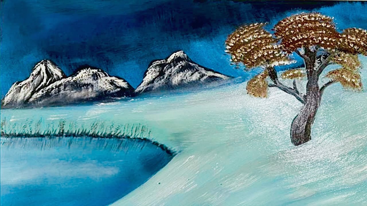 mountain lake art painting