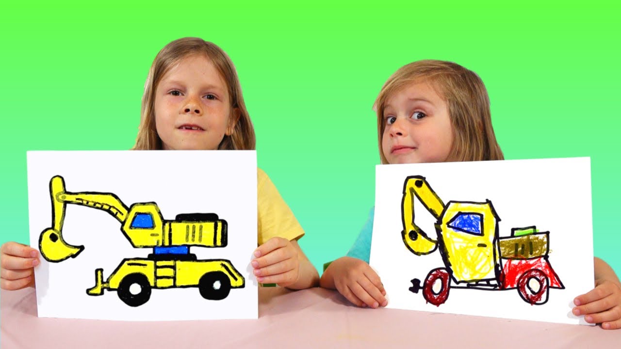 How to Draw an Excavator for kids | Drawing and Coloring Challenge