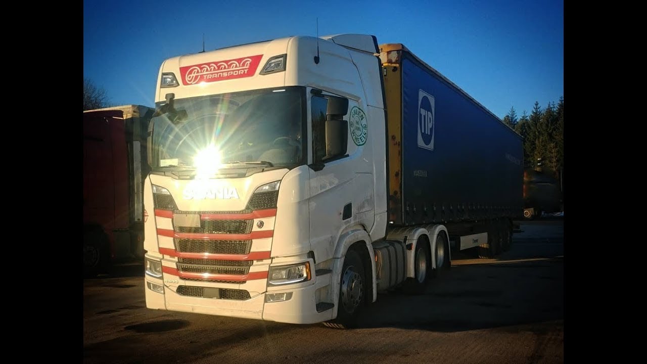 Scania r500 2018 truck + SemiTrailer driving, Västerås to Grums, Sweden
