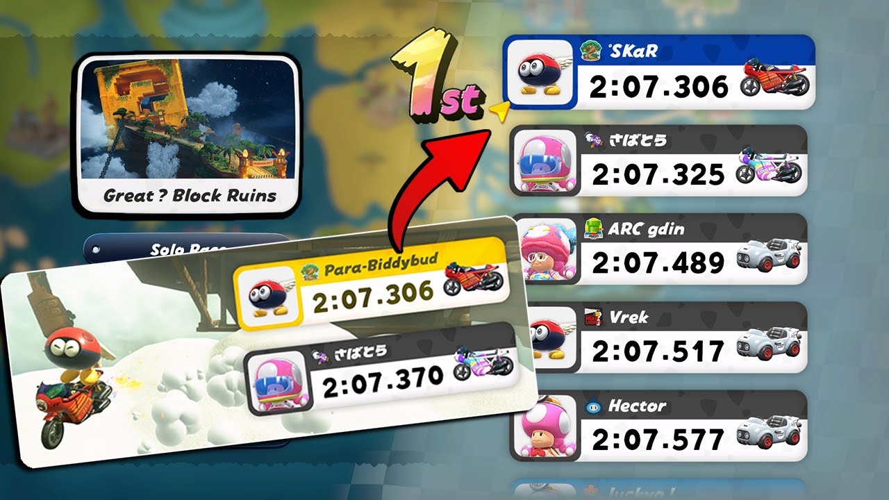 Mario Kart World - Great ? Block Ruins - 2:07.306 by SKaR (WORLD RECORD)