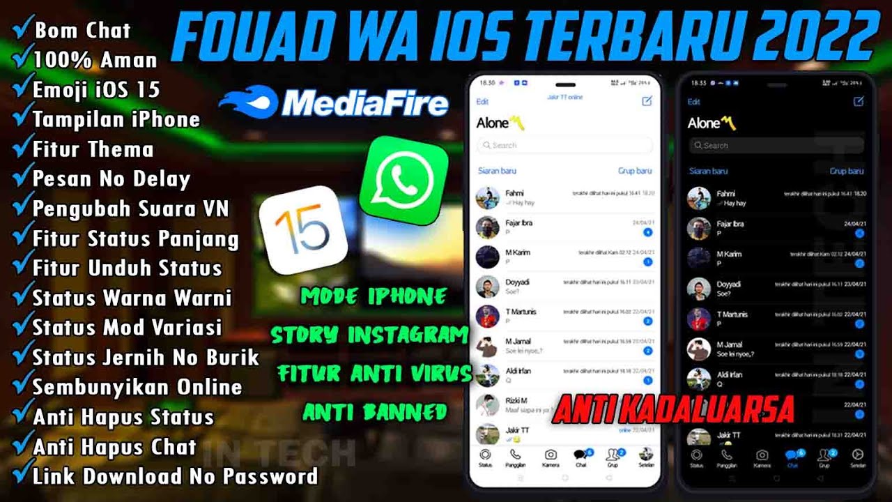 WHATSAPP IPHONE TERBARU 2022 || WA FOUAD IOS NEW FITUR LENGKAP -NO PASSWORD