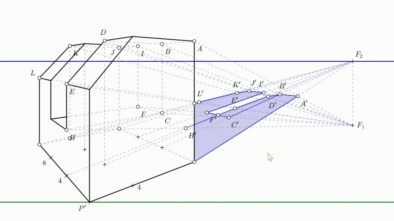 Sombras en perspectiva cónica oblicua (punto impropio) - Tutorial