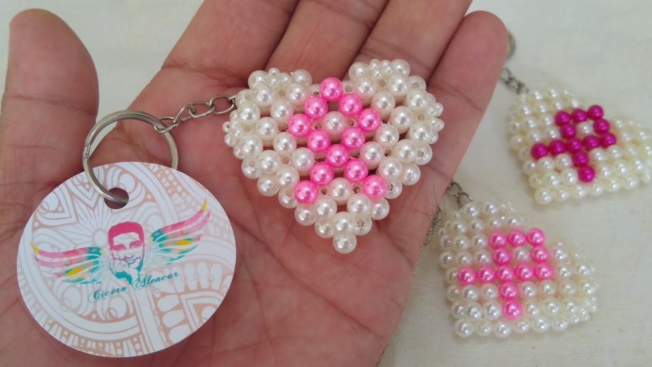 Chaveiro de Pérolas Lacinho Outubro Rosa  | Cícero Alencar