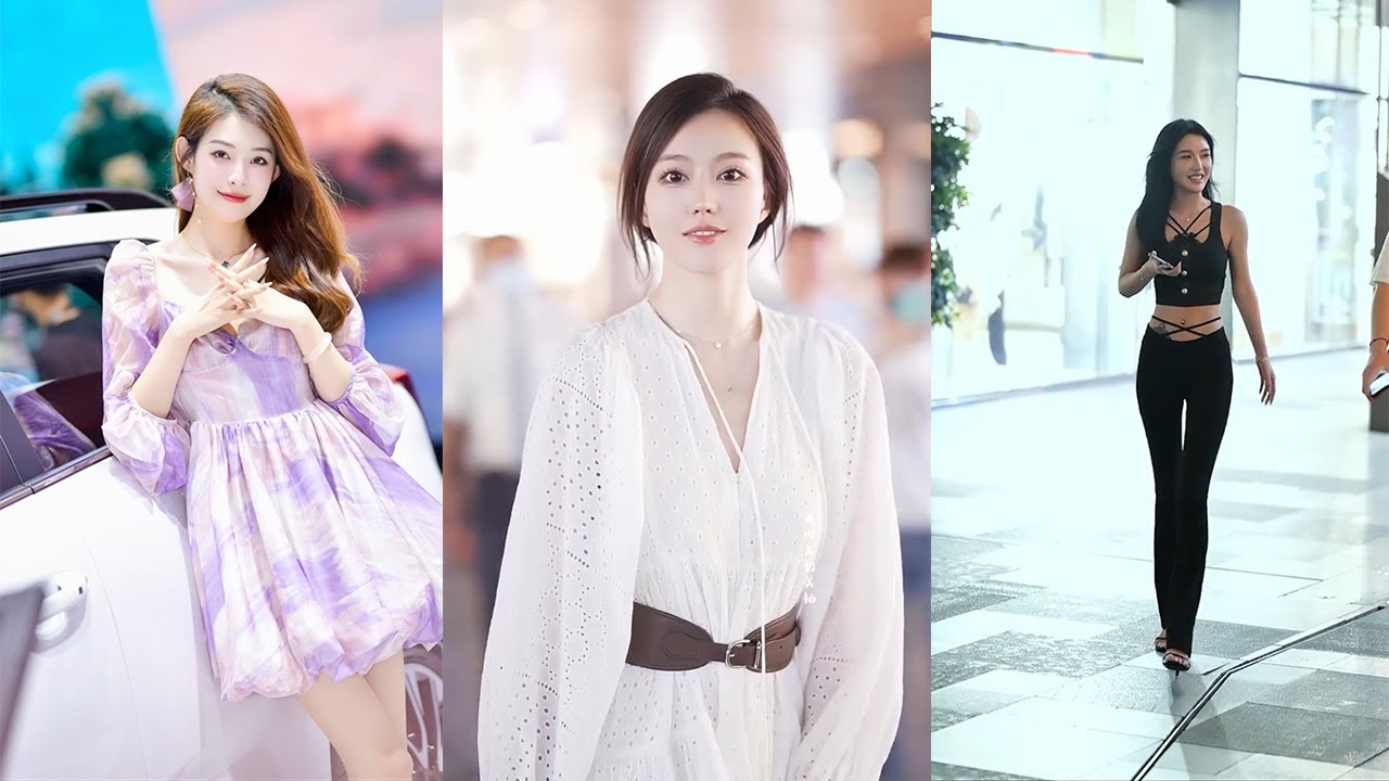 【抖音性感美女街拍穿搭合集&車模 模特】tik tok 2021 China sexy beauty Street shot model  auto salon girls