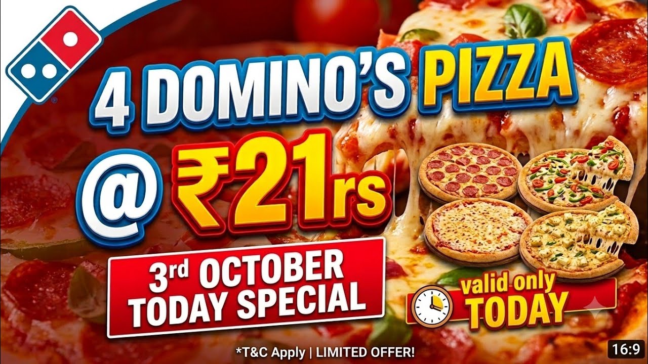 4 DOMINOS PIZZA in ₹21 मे😋|dominos coupon code today|Domino's Pizza offer|dominos pizza offers today