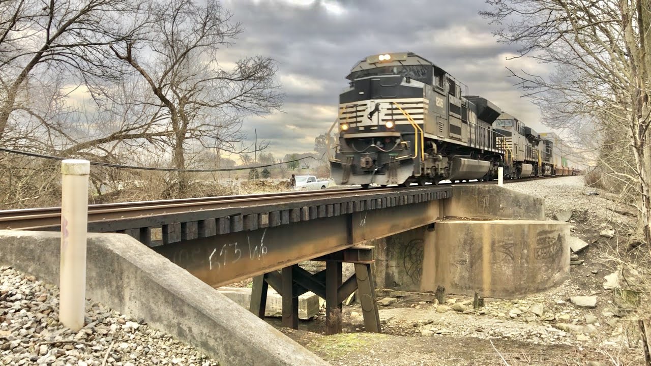 Railroad Bridge Bounces As FAST Train Passes Over It & 4 CSX & Norfolk Southern Trains In Ohio!