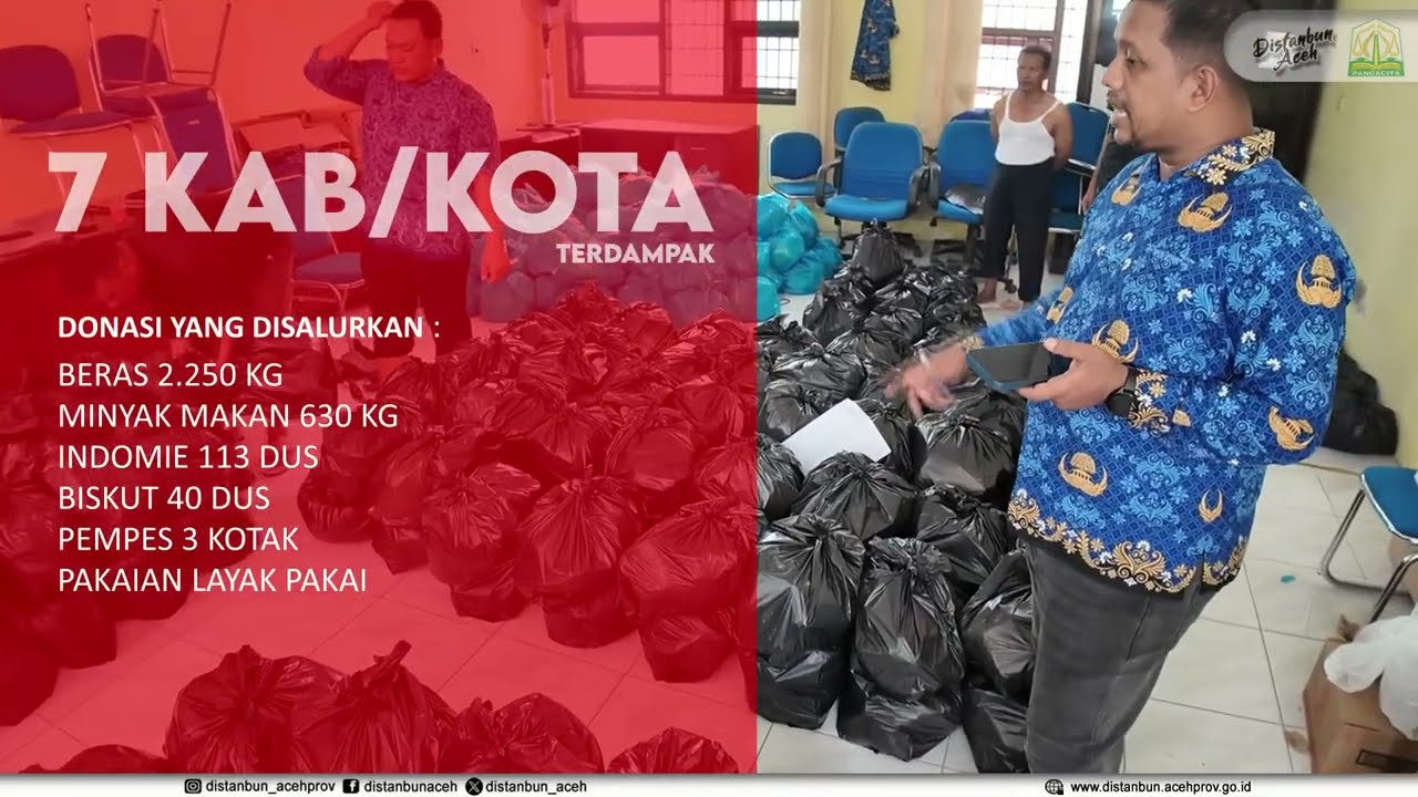 Penyerahan bantuan POSKO Distanbun Aceh ke 7 kabupaten terdampak bencana hidrometeorologi Aceh