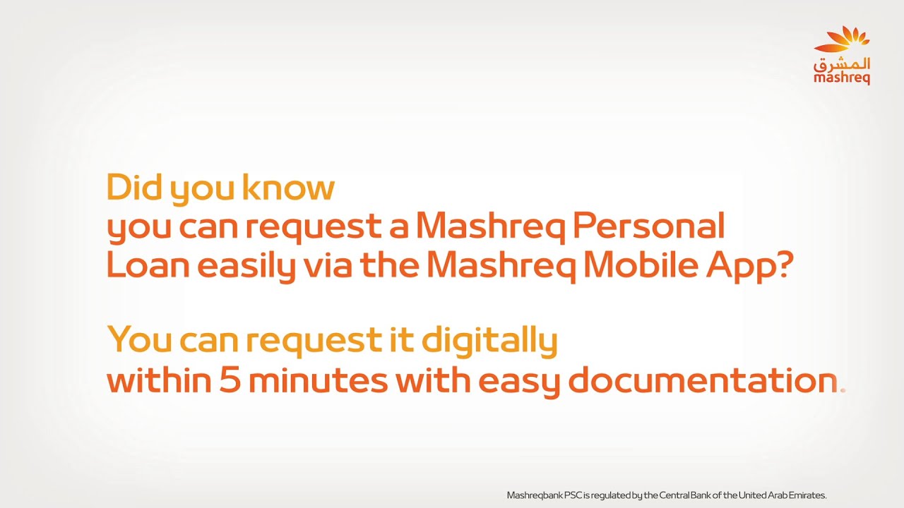 Bank With Ease - How to request a Personal Loan through Mashreq Mobile App?