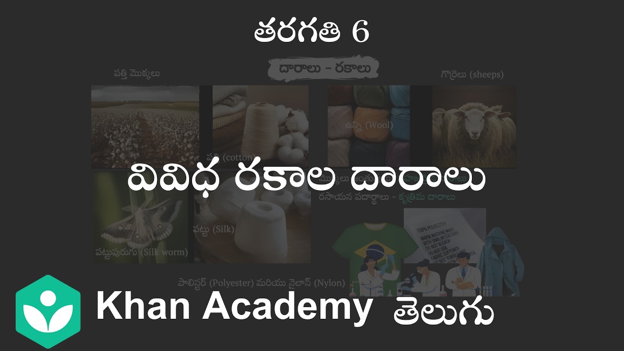Different Types of Fibers [Telugu] |Fibre to fabric | Class 6| Science | Khan Academy
