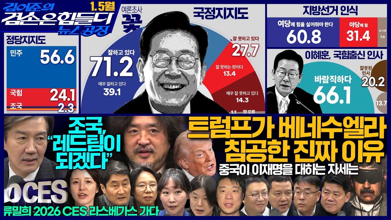 김어준의 겸손은힘들다 뉴스공장 2026년 1월 5일 월요일 [박현광, 류밀희, 겸손NSC, 퍼니포(이지은), 조국, 여론조사, 동네사람들]