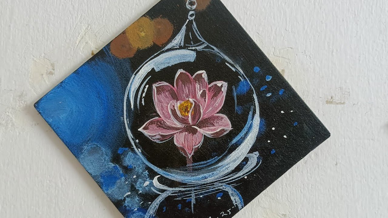 Flower in a bubble ll easy acrylic flower painting for beginners 🙂
