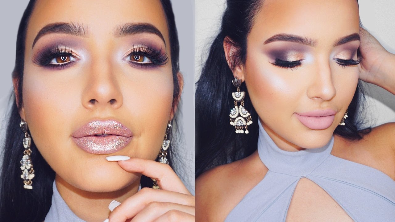 WINTER WONDERLAND MAKEUP | Glitter Lips & Champagne Smokey Eye