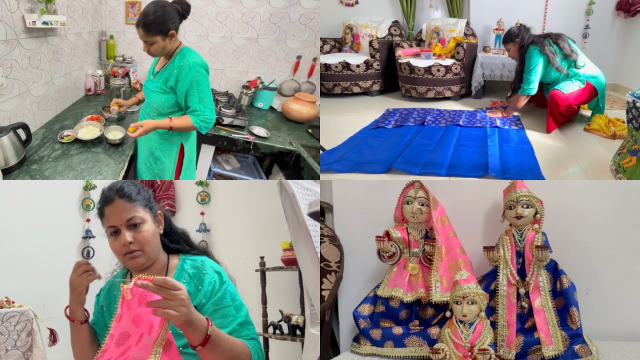 एक गृहणी का पूरा दिन …सुबह से लेकर रात तक कमरतोड़ मेहनत …कर दिया गणगौर का श्रृंगार |