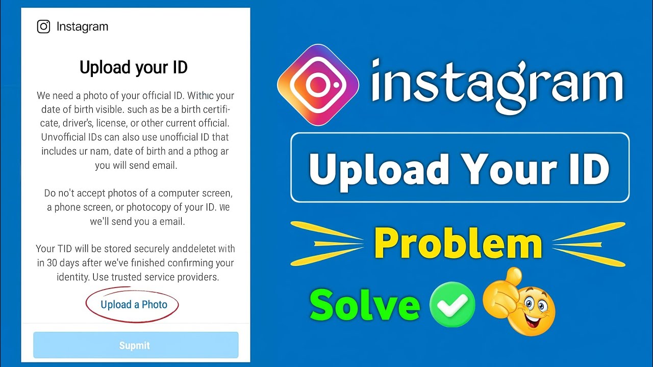 Upload your ID | Upload your ID instagram problem