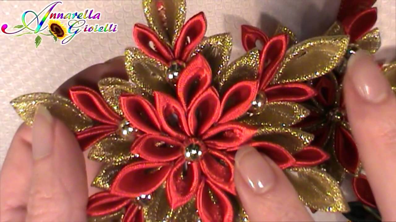 Update Creazioni Dic. 2014 | Kanzashi di Natale | Fiori di stoffa