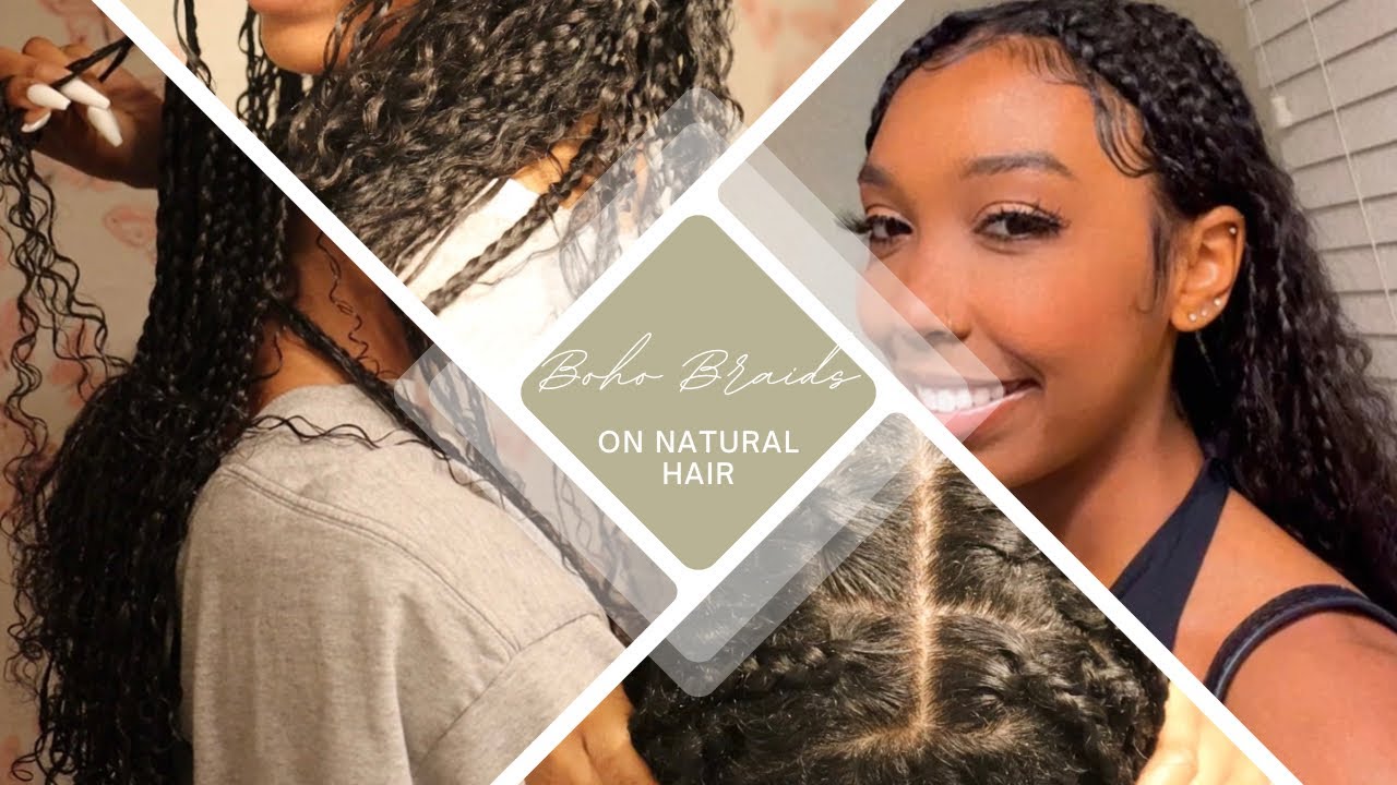 Boho Braids/Goddess Braids on NATURAL Hair// End of Summer or Back to School Natural Hairstyle