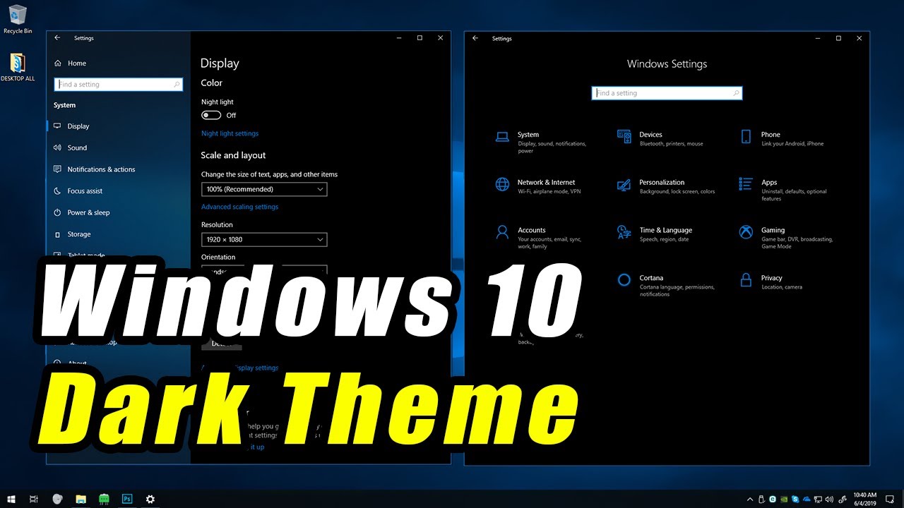 Windows 10 dark theme