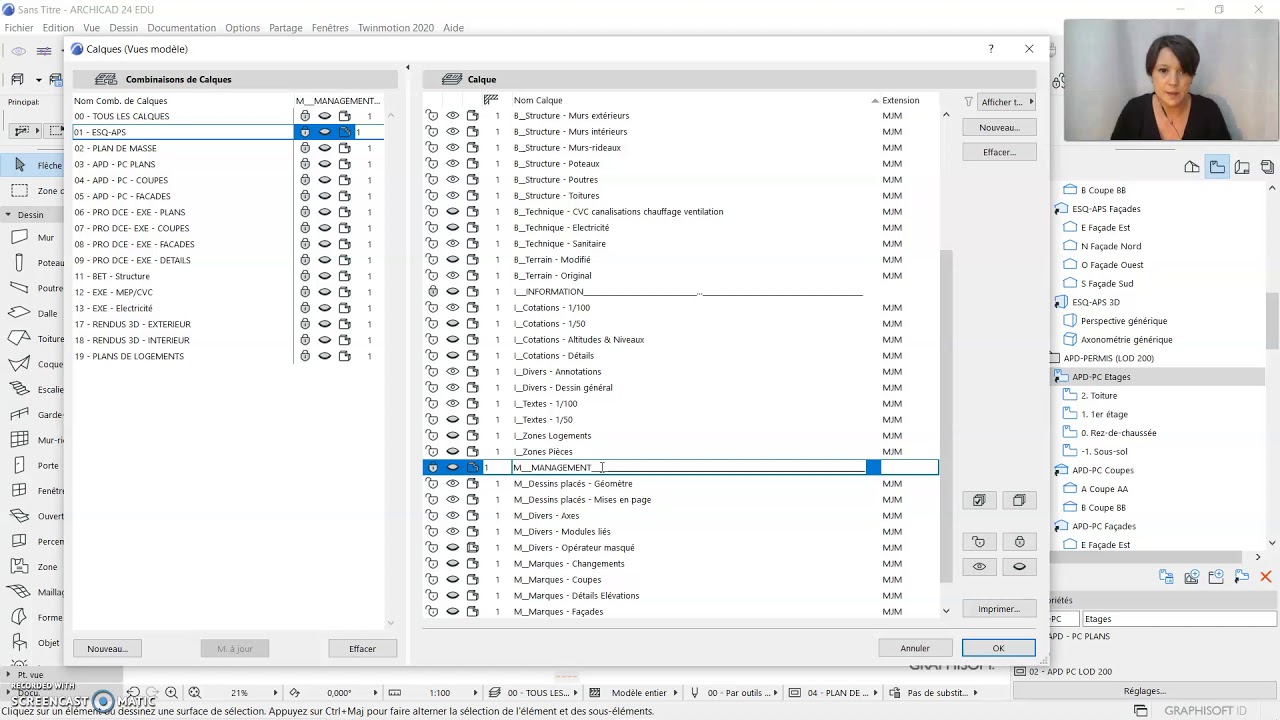 Initiation ArchiCAD: Gérer les calques dans les plans