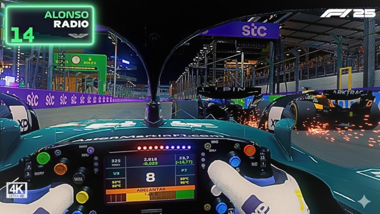 Fernando Alonso VISOR CAM | Jeddah Night Race with Live Team Radio