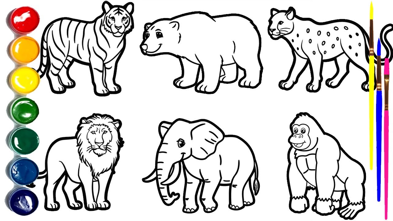 DRAW Amazing Animals in Minutes | Children Draw Animals🐅🐻🐆🦁🐘🦍