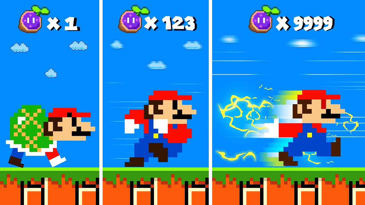 Mario INCREASE Speed with Every Seed Powerups