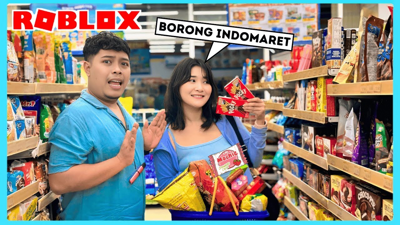 Aku Traktir Adiku Borong Semua Snack Di Indomaret Dan Di Game Roblox Brookhaven ft @Shasyaalala