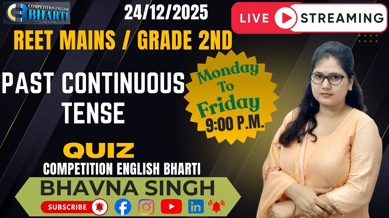 Most Confusing Past Continuous Quiz 😍 | Live Grammar Class|Competition English Bharti ||  💯🌀