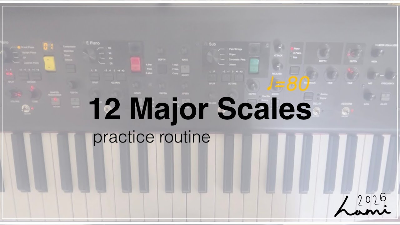 12 Major Scales Practice | ♩=80 | Quarter–16th Notes