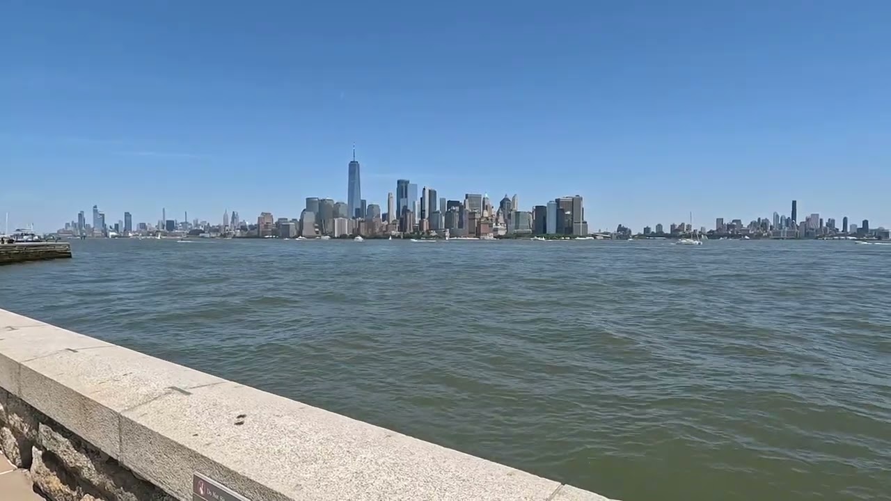 View of New York City from Ellis Island USA