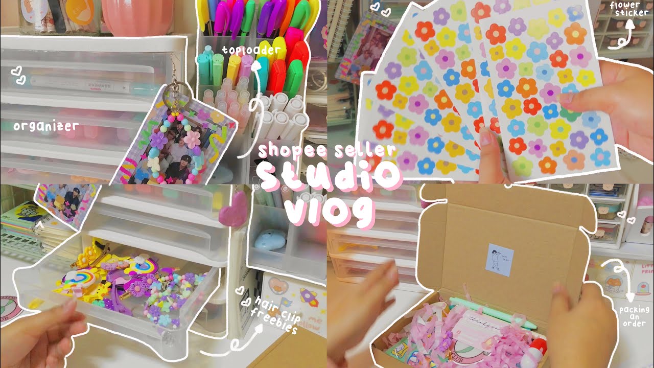 studio diaries ep76 Pack an order 🛍 shopee finds, sticker organizer, mini drawer 🌸