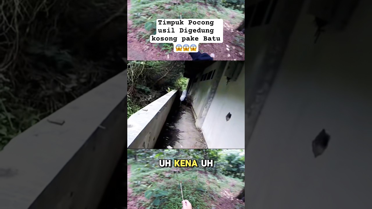 Timpuk Pocong usil Digedung kosong pake Batu 😱 #viralvideo #horror #shorts #pocong #fyp #reels