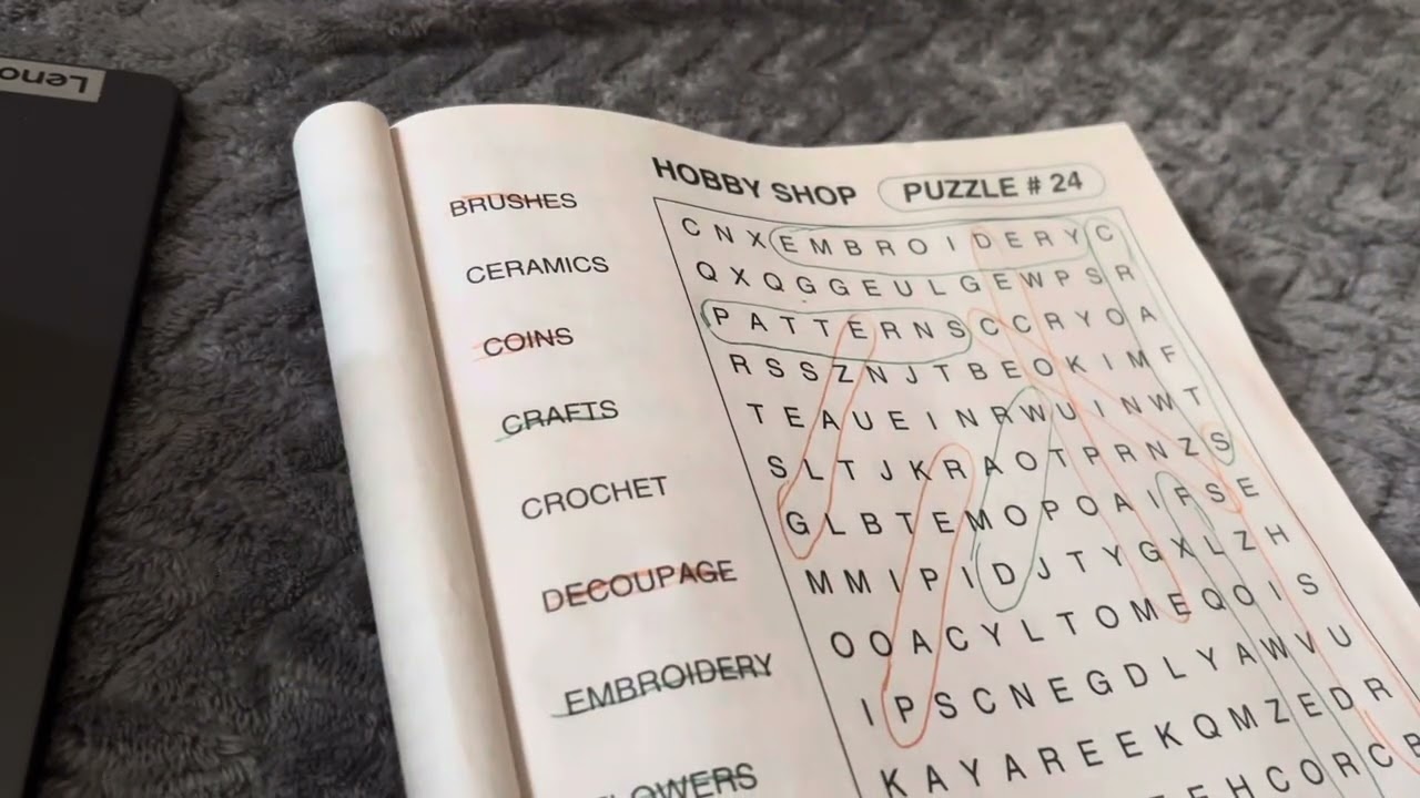 ASMR - Word Search [clicking and tapping sounds ] no gum chewing