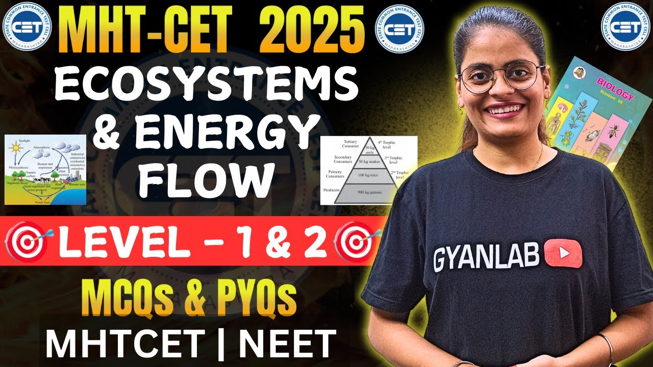 MHTCET 2025 | Biology | Chp - 14 Ecosystems & Energy Flow | MCQ's & PYQ's | Level 1 & 2 | Gyanlab