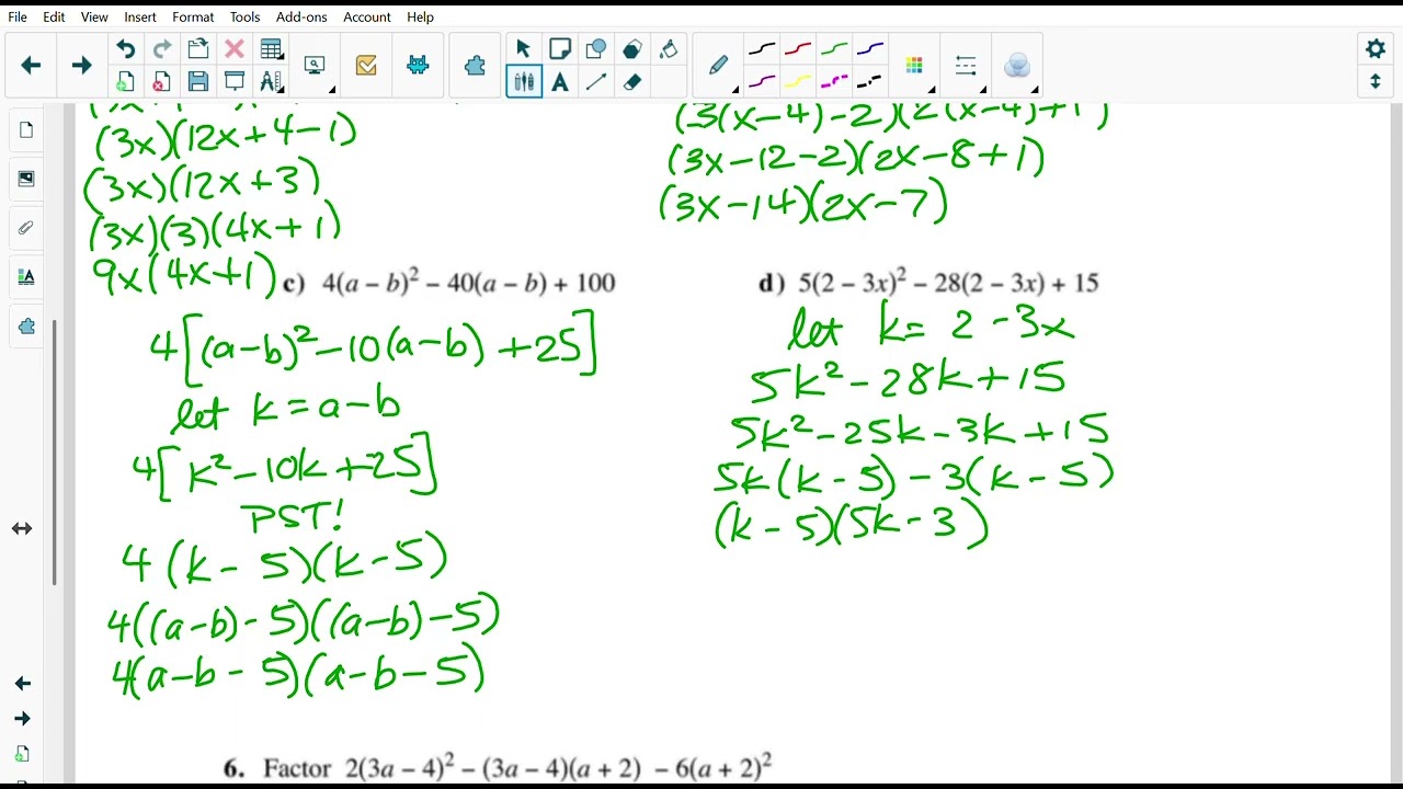 Lesson 2 Advanced Factoring - Complex Trinomials Assignment [2 of 2] SOLUTIONS