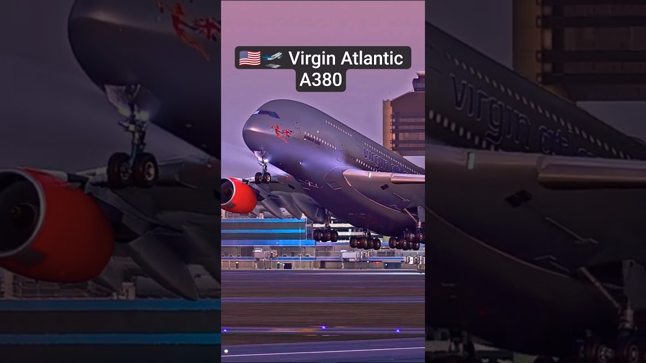 Virgin Atlantic A380 Taking Off from Boston 🌆🇺🇸 | Majestic Giant in the Skies #shorts #aviation