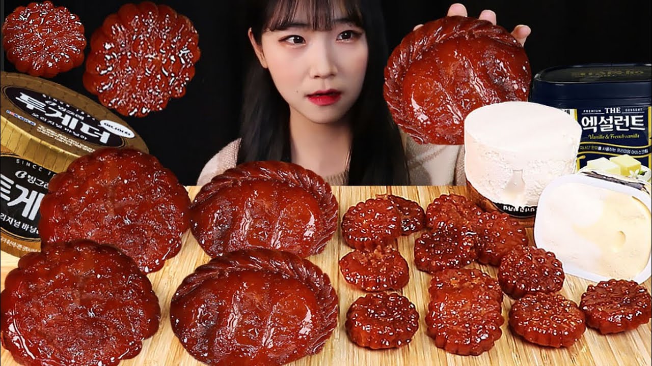 대왕약과😳약과 아이스크림 먹방🍯 Giant Yakgwa Ice Cream MUKBANG ASMR | Korean dessert, Yakgwa eating show