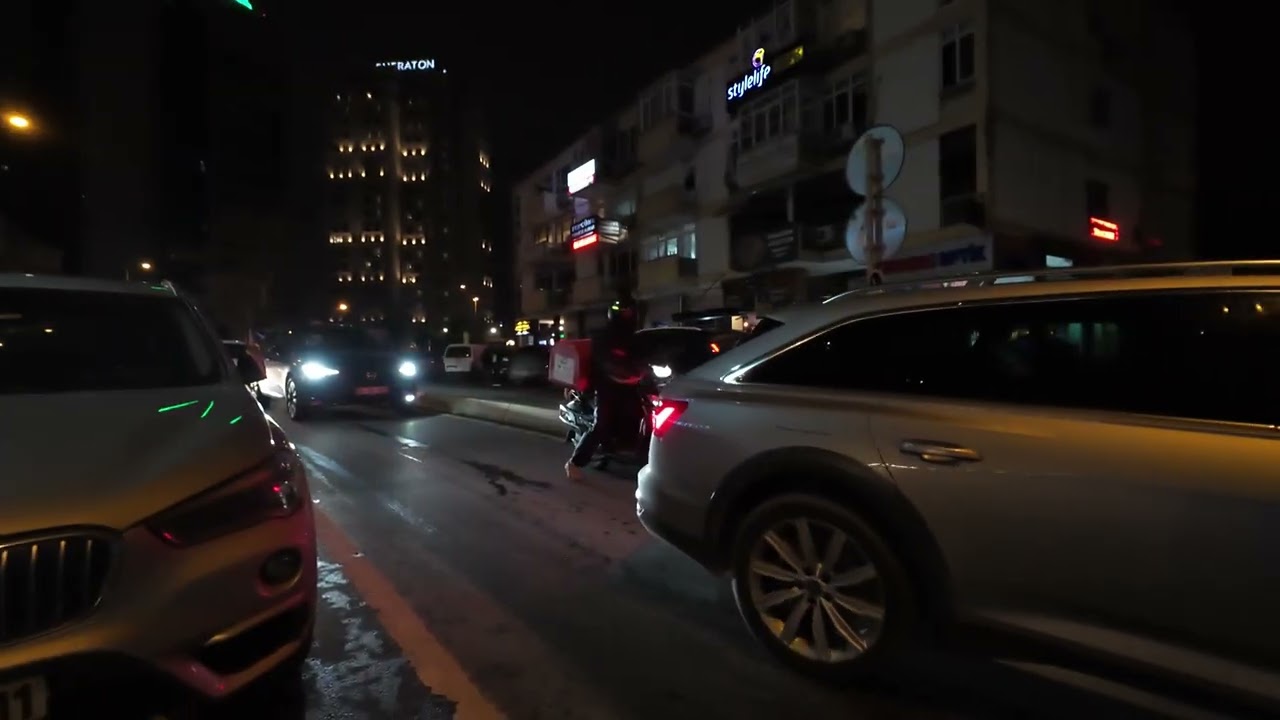Istanbul Night Walk - Beşiktaş (Akçam Street) - Cold Evening Ambience 4K