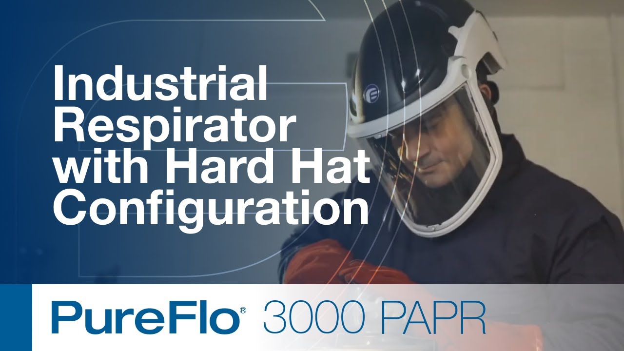 PureFlo 3000 PAPR | Industrial Respirator with Hard Hat Configuration