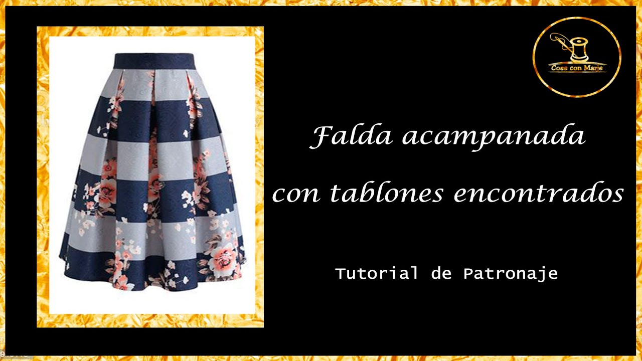 Falda campanada con tablones encontrados👗 Patronaje.