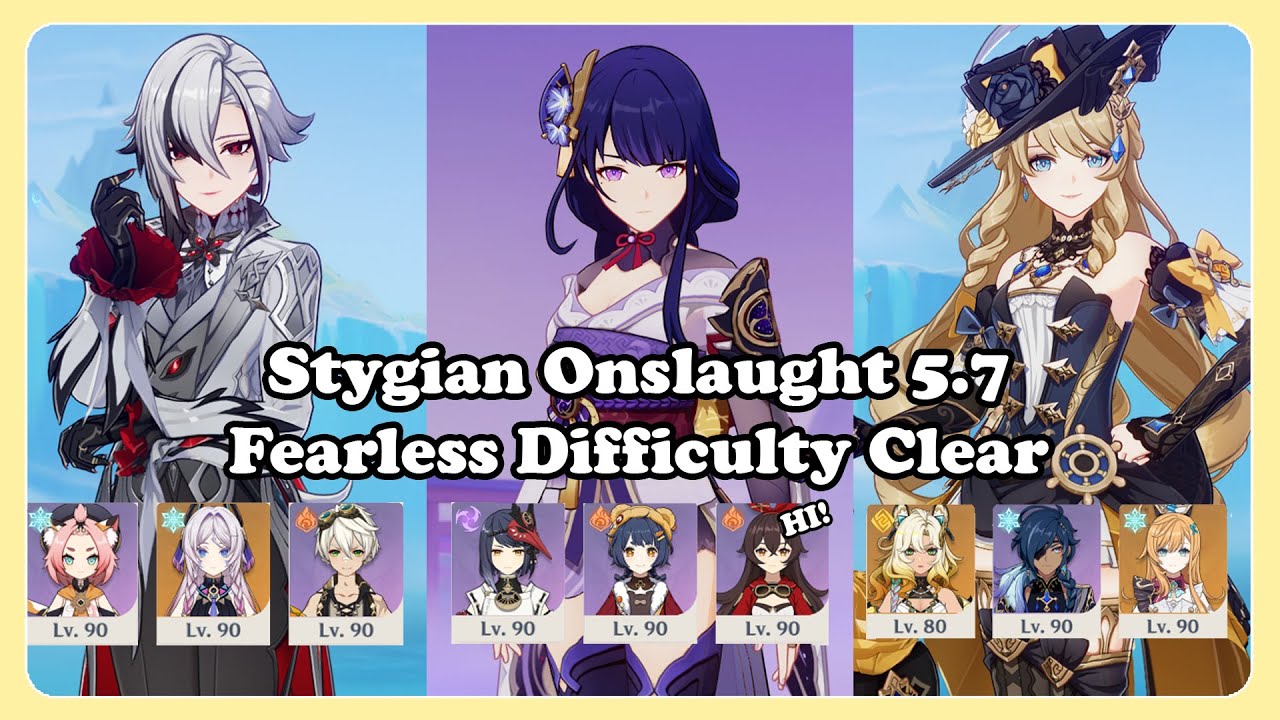 5.7 Stygian Onslaught Fearless Difficulty Clear | Arle Raiden Navia | Genshin Impact