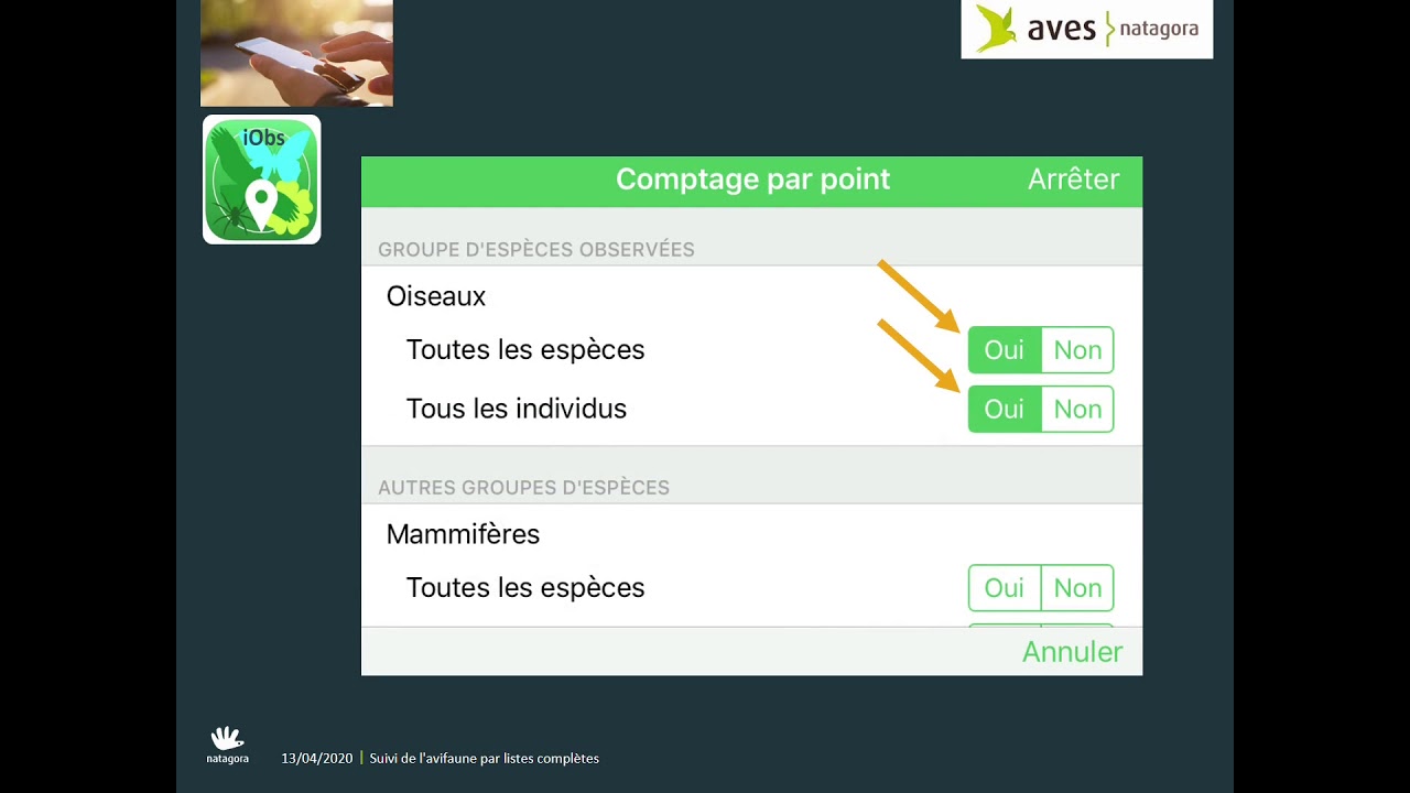 4 Suivi permanent de l'avifaune Liste complète avec iObs