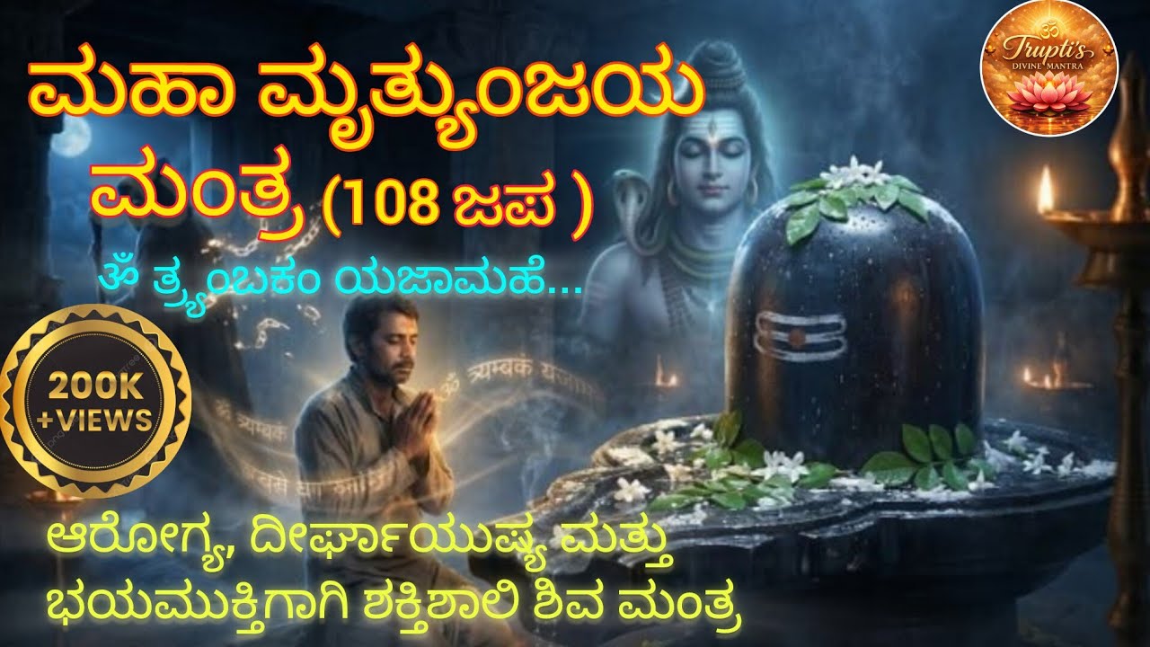 ಮಹಾ ಮೃತ್ಯುಂಜಯ ಮಂತ್ರ 108 ಜಪ | ಆರೋಗ್ಯ, ದೀರ್ಘಾಯುಷ್ಯ ಮತ್ತು ಭಯಮುಕ್ತಿಗಾಗಿ ಶಕ್ತಿಶಾಲಿ ಶಿವ ಮಂತ್ರ Shiva mantra